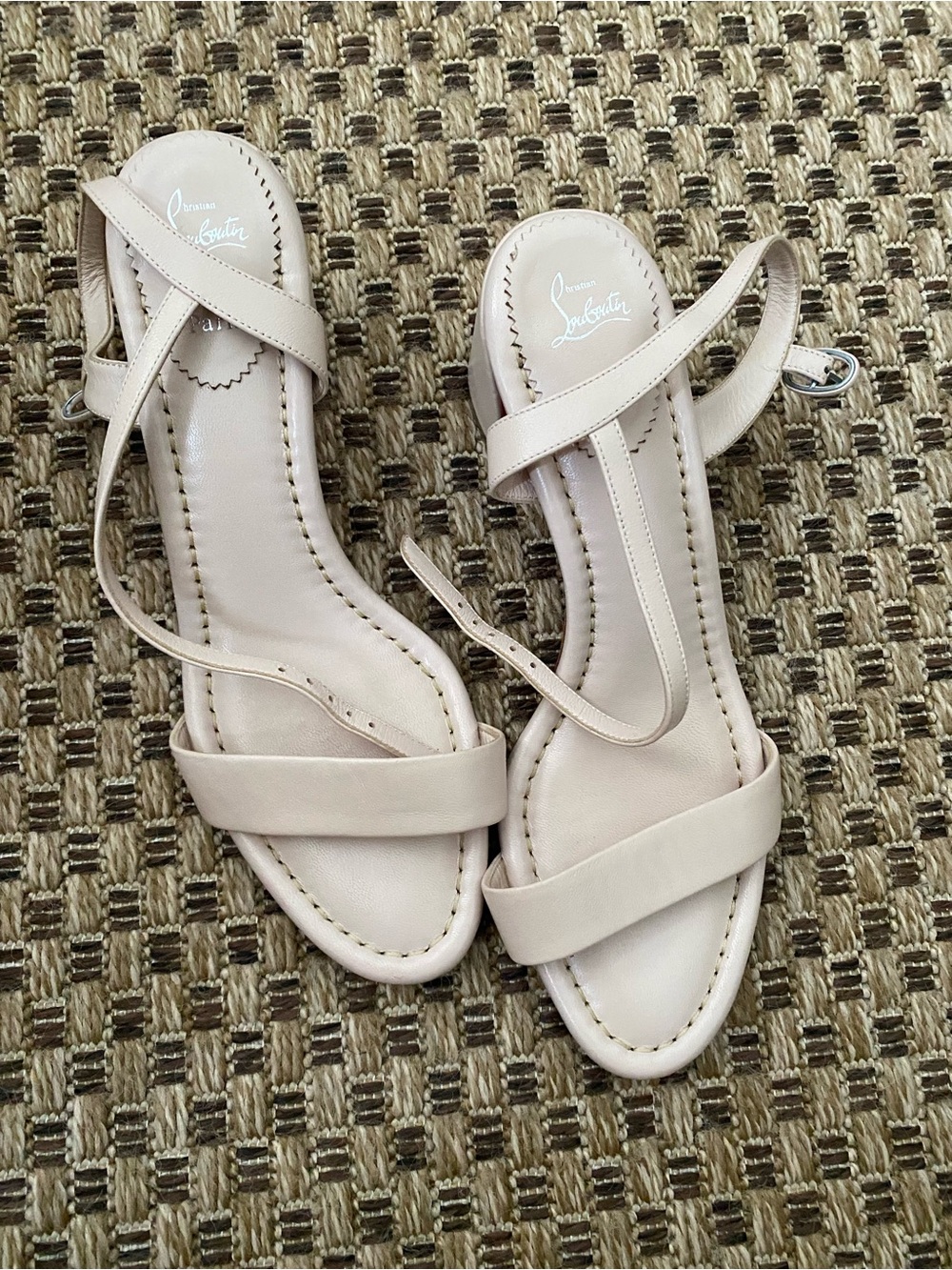 Christian Louboutin Blush Leather Strappy Sandals
